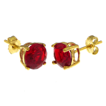 Sterling Silver 6MM Round CZ Basket Gold Plated Stud Earrings