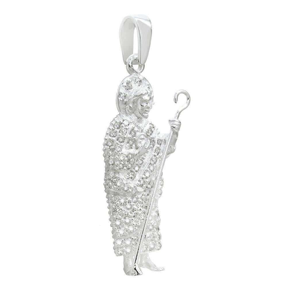 Sterling Silver Saint Jude Thaddeus W CZ Pendant