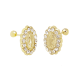 14K Yellow Gold Lady of Guadalupe With Screw-Back Stud Earrings-Large