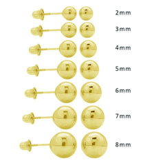 14k Yellow Gold Screw Back Ball Stud Earrings
