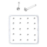 Sterling Silver Set of 20 Clear Nose Stud Box 1.5 mm With End Ball