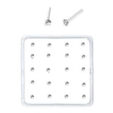 Sterling Silver Set of 20 Clear Nose Stud Box 1.5 mm Straight