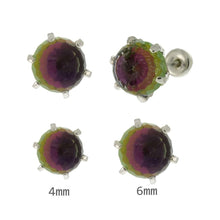 Load image into Gallery viewer, Sterling Silver Spherical Rainbow Crystal W. Screw Back Stud Earrings
