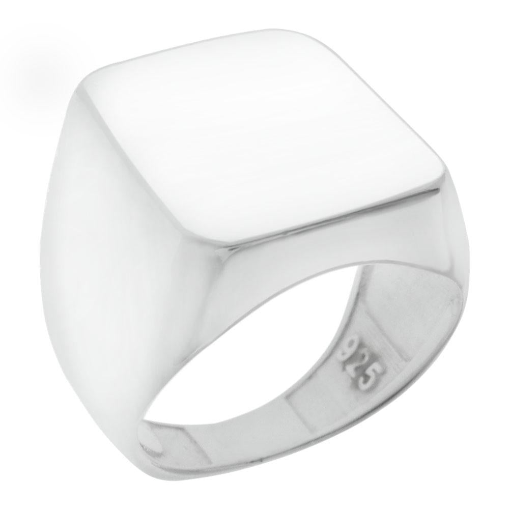 14.5mm X 17.5mm Rectangle High Polished Engravable Sterling Silver Ring
