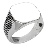 14.5mm X 17.5mm Octagon High Polished Engravable Sterling Silver Ring