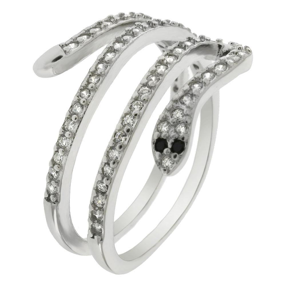 Sterling Silver Micro Pave Setting Snake Ring