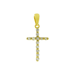 Sterling Silver Cubic Zirconia Small Cross Gold Plated Pendant