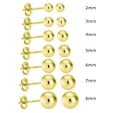 14K High Polish Yellow Gold Ball Earrings with (Friction Post/Tension Back)