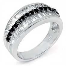 Load image into Gallery viewer, Sterling Silver Multi Baguette Clear Cz with Centered Round Cut Black Cz Stones RingAnd Ring Width of 10MM