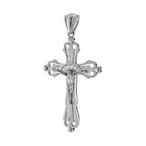 Sterling Silver Fancy Crucifix Pendant with Trapezium-Round Clear Cz Stones Inlaid, Pendant Dimensions of 30MMx60.33MM