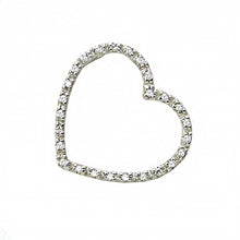 Load image into Gallery viewer, Sterling Silver Fancy Small Single Open Floating Heart Pendant with Clear CzAnd Pendant Dimensions of 23MMx21MM