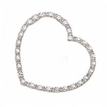 Load image into Gallery viewer, Sterling Silver Fancy Medium Open Floating Heart Pendant with Clear CzAnd Pendant Dimensions of 31.8MMx31.8MM