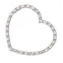 Load image into Gallery viewer, Sterling Silver Fancy Large Single Open Floating Heart Pendant with Clear CzAnd Pendant Dimensions of 36MMx35.6MM