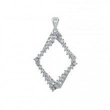 Load image into Gallery viewer, Sterling Silver Fancy Open Diamond Shape Pendant with Clear CzAnd Pendant Dimensions of 21MMx28.58MM