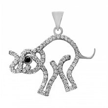 Load image into Gallery viewer, Sterling Silver Fancy Clear Cz Pave Open Elephant Pendant with Pendant Dimensions of 28MMx25.4MM