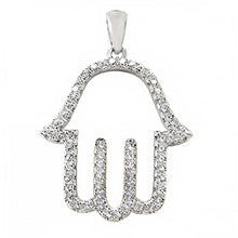 Load image into Gallery viewer, Sterling Silver Fancy Hand of God Pendant with Clear CzAnd Pendant Dimensions of 21MMx28.58MM