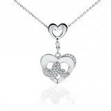 Sterling Silver Fancy Dangling Hearts Pendant with Two Pave Hearts DesignAnd Pendant Dimensions of 19MMx31.75MM