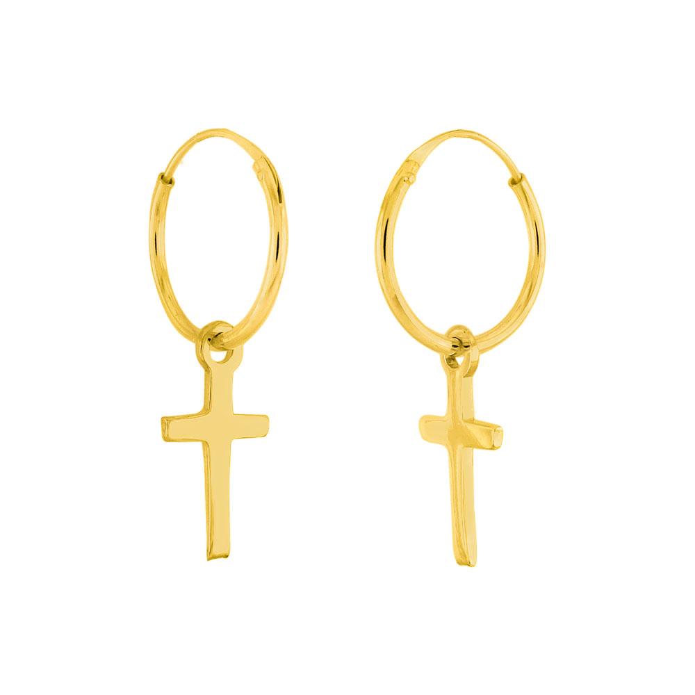 Sterling Silver Dangle Cross W Endless Hoop Earrings