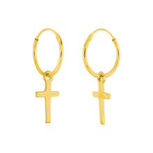 Load image into Gallery viewer, Sterling Silver Dangle Cross W Endless Hoop Earrings