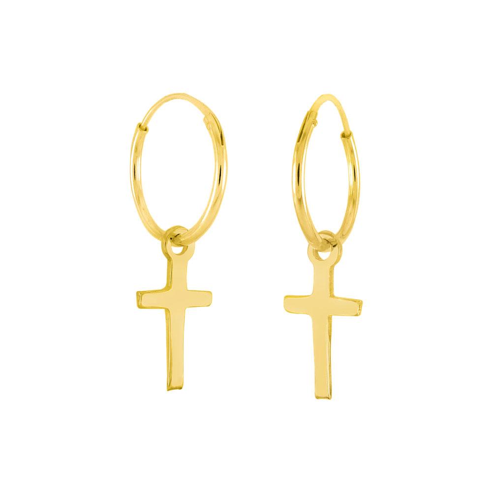 Sterling Silver Dangle Cross W Endless Hoop Earrings