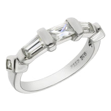 Load image into Gallery viewer, Sterling Silver Trapezoid Square Baguette Cubic Zirconia Band Ring