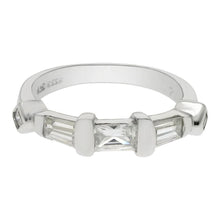 Load image into Gallery viewer, Sterling Silver Trapezoid Square Baguette Cubic Zirconia Band Ring