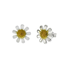 Load image into Gallery viewer, Two Tone Daisy Sterling Silver Stud Earrings