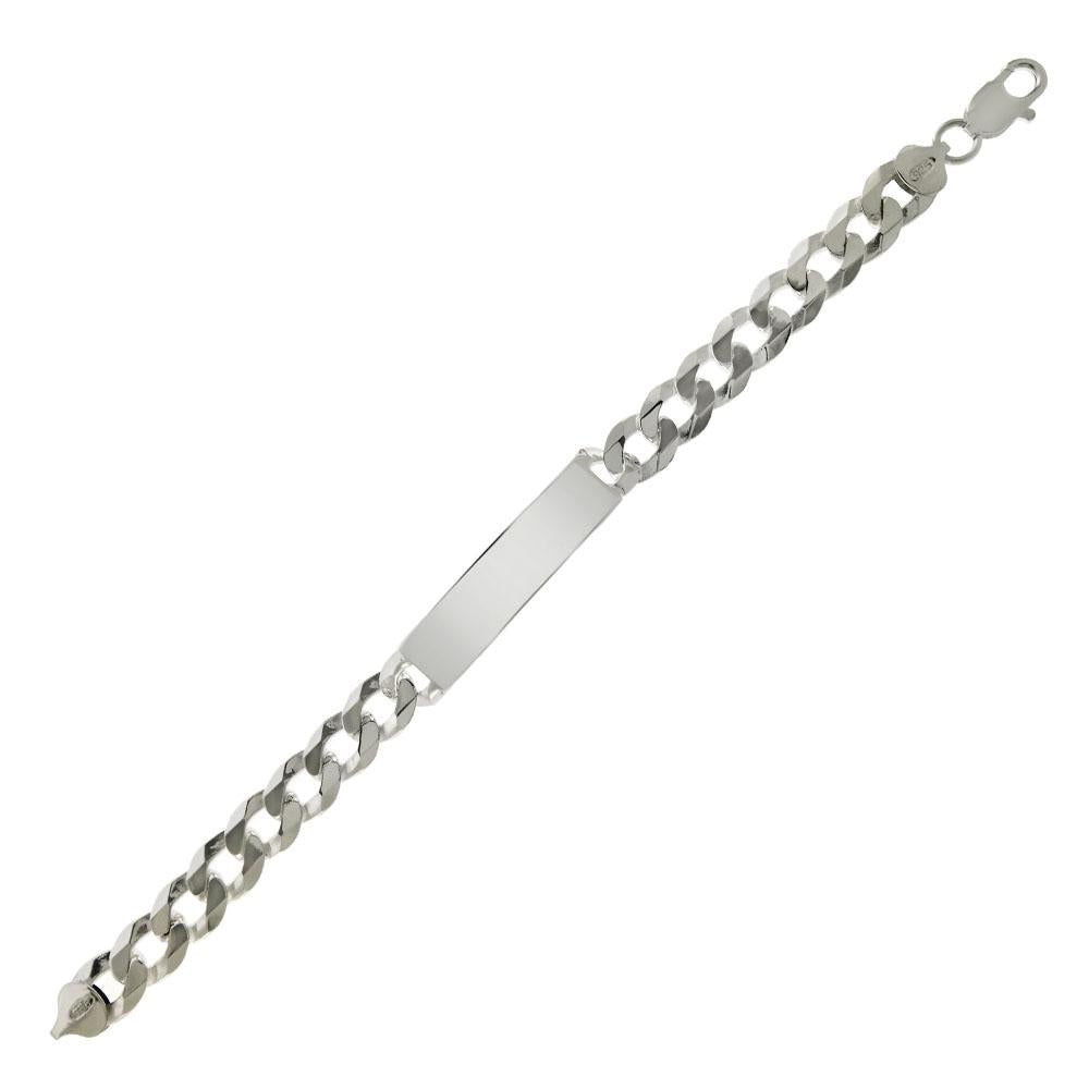 Sterling Silver Flat Curb 250-10.3mm ID Bracelet, Width 11mm