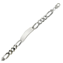 Load image into Gallery viewer, Sterling Silver Flat Figaro 300-12.5mm Italian ID Bracelet