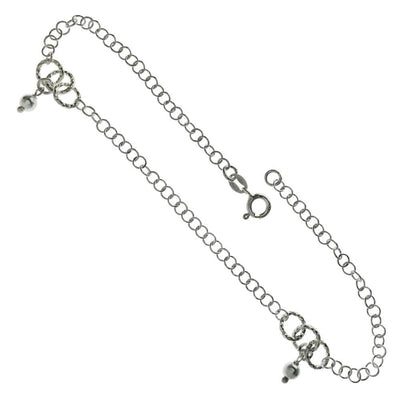 Sterling Silver Italian D/C Circle W Dangle Bead Anklet