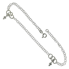 Sterling Silver Italian D/C Circle W Dangle Bead Anklet
