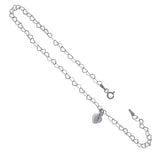 Sterling Silver Italian Heart Chain W Dangle Puff heart Anklet