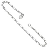 Sterling Silver Italian Oval Link W Heart Anklet