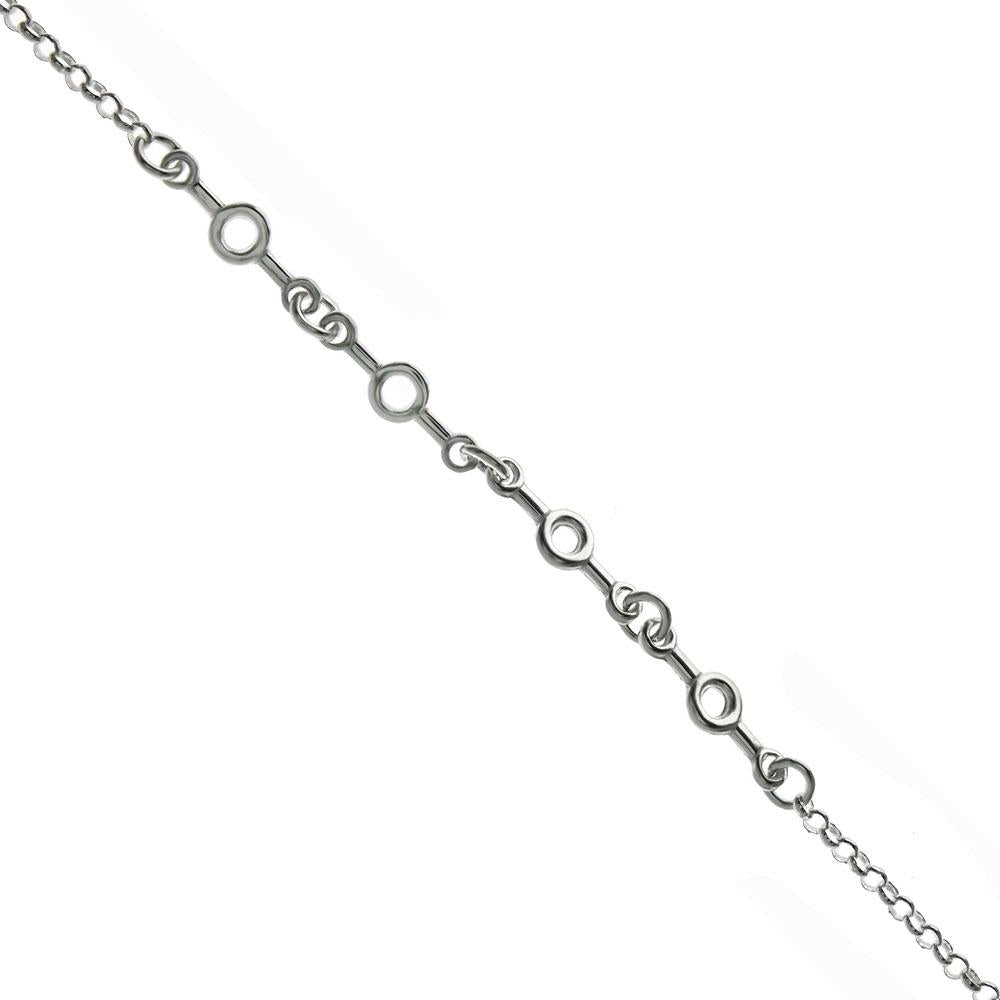 Sterling Silver Italian Fancy Rolo Chain Anklet