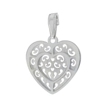 Load image into Gallery viewer, Sterling Silver Italian Laser Cut Double Layer Heart Pendant