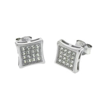 Load image into Gallery viewer, Sterling Silver 4 Lines Micro Pave CZ Rhodium Stud Earrings