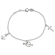 Load image into Gallery viewer, Sterling Silver Rolo W Dangle Charm Rhodium Bracelet