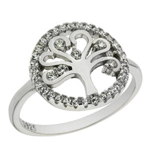Load image into Gallery viewer, Sterling Silver Cubic Zirconia Tree Of Life Rhodium Ring