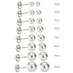 14K High Polish White Gold Classy Ball Earrings with (Friction Post/Tension Back)