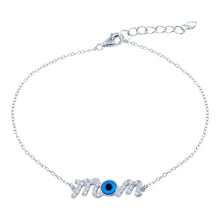Load image into Gallery viewer, Sterling Silver CZ Mom Evil Eye Bracelet