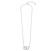 Load image into Gallery viewer, Sterling Silver Rhodium Plated CZ Twin Hearts Necklace