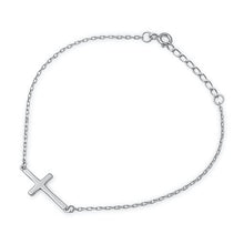 Load image into Gallery viewer, Sterling Silver Sideway Cross Bracelet
