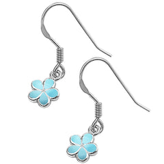 Sterling Silver Natural Larimar Plumeria Earrings