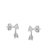 Sterling Silver Rhodium Plated Arrow Stud Earrings