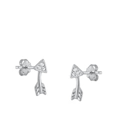 Sterling Silver Rhodium Plated Arrow Stud Earrings
