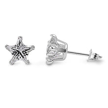 Load image into Gallery viewer, Sterling Silver Star CZ Stud Earring Set on High Quality Stamping Setting &amp; Friction Style Post