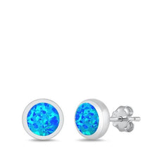 Load image into Gallery viewer, Sterling Silver Lab Opal Studs Round Earrings