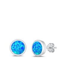 Load image into Gallery viewer, Sterling Silver Lab Opal Studs Round Earrings