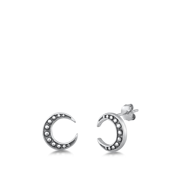Sterling Silver Crescent Moon Small Stud Earrings