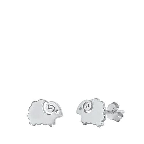 Sterling Silver Stud Sheep Earrings